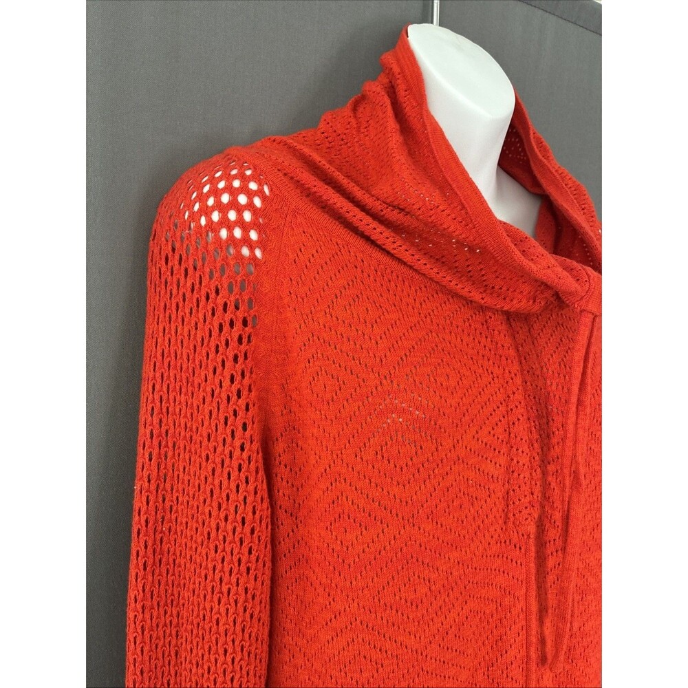 prAana Cedar Cowl Neck Cotton Wool Open Knit Pullover Sweater Orange Red Small - Picture 10 of 14